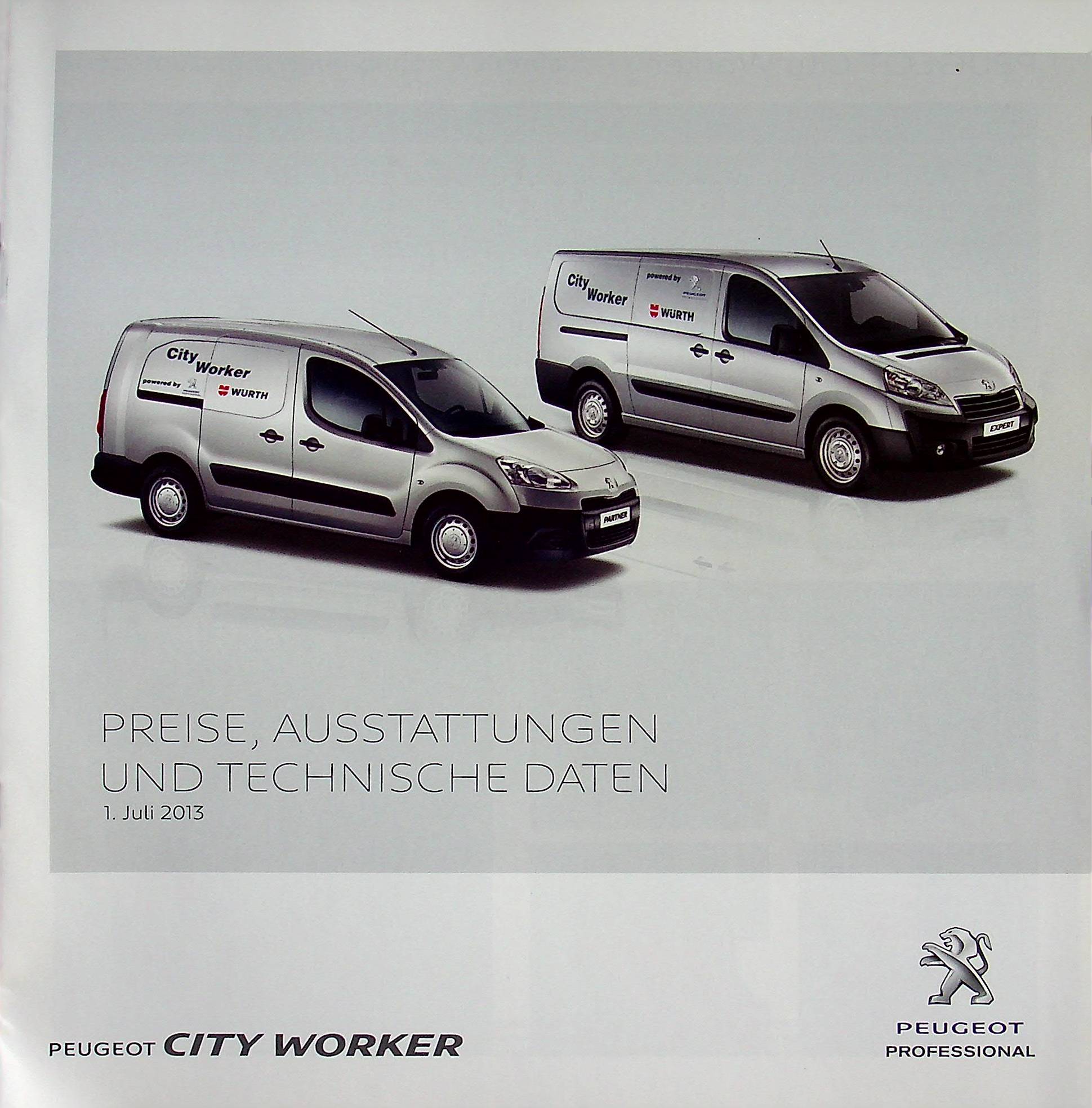 Peugeot Expert Partner - Worker - Preisliste - Prospekt 07/2013