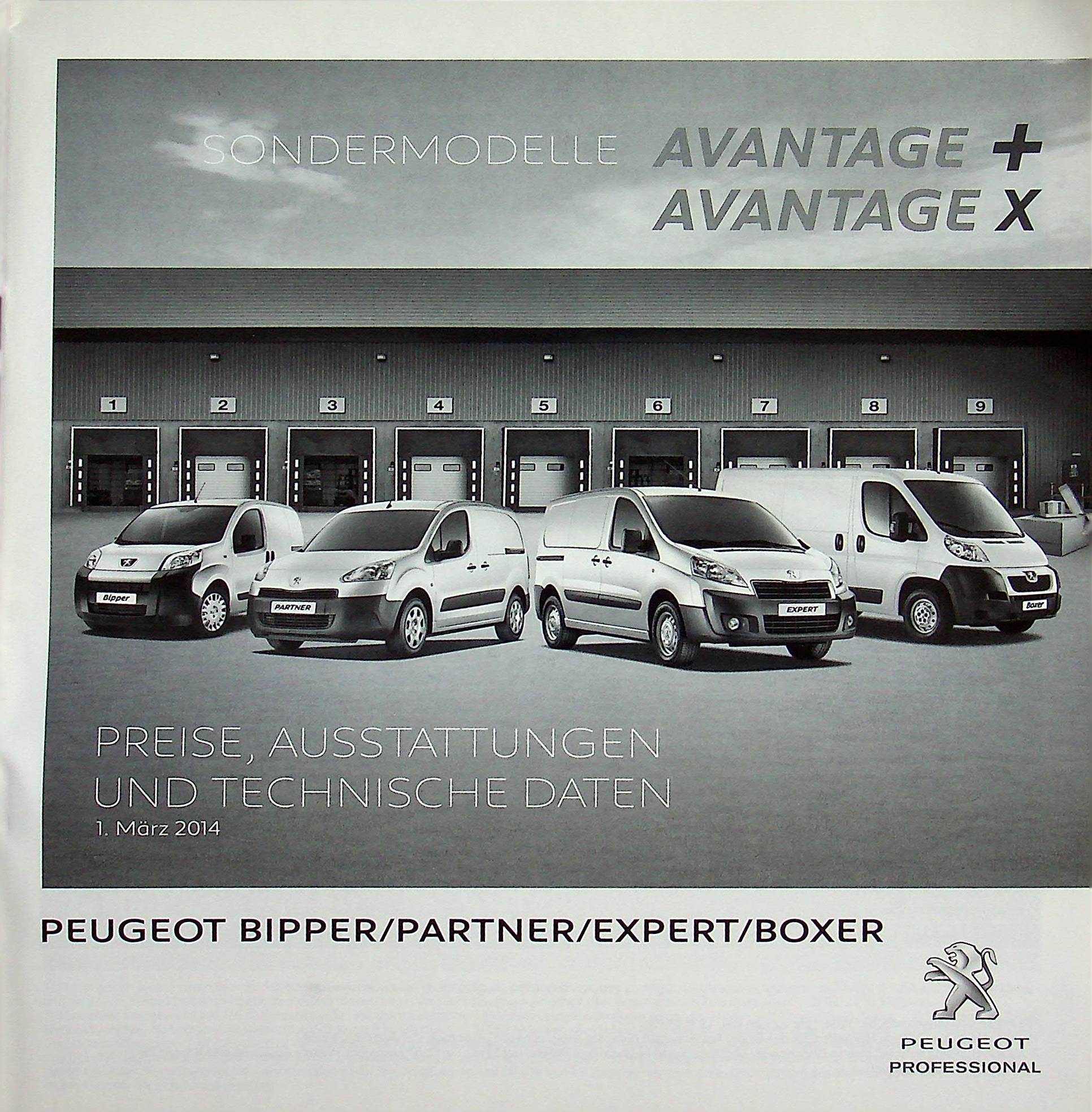 Peugeot Partner Expert Boxer - Avantage - Preisliste - Prospekt 03/2014