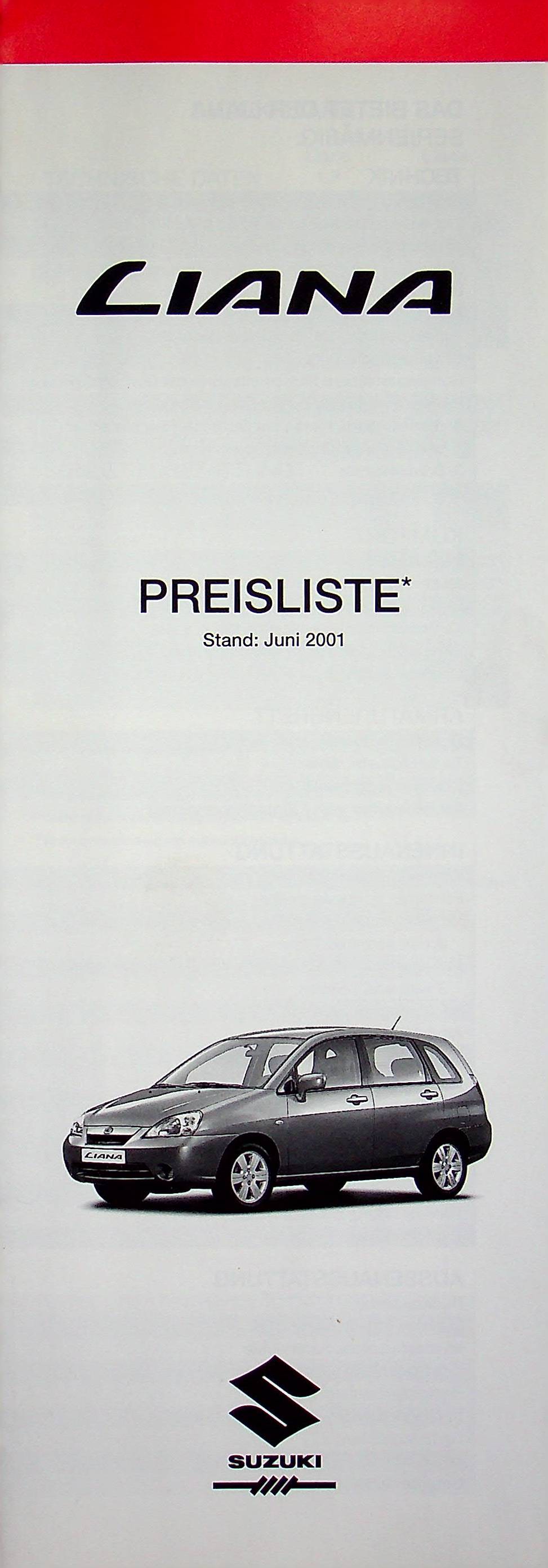 Suzuki Liana - Preisliste & Extras - Prospekt 06/2001
