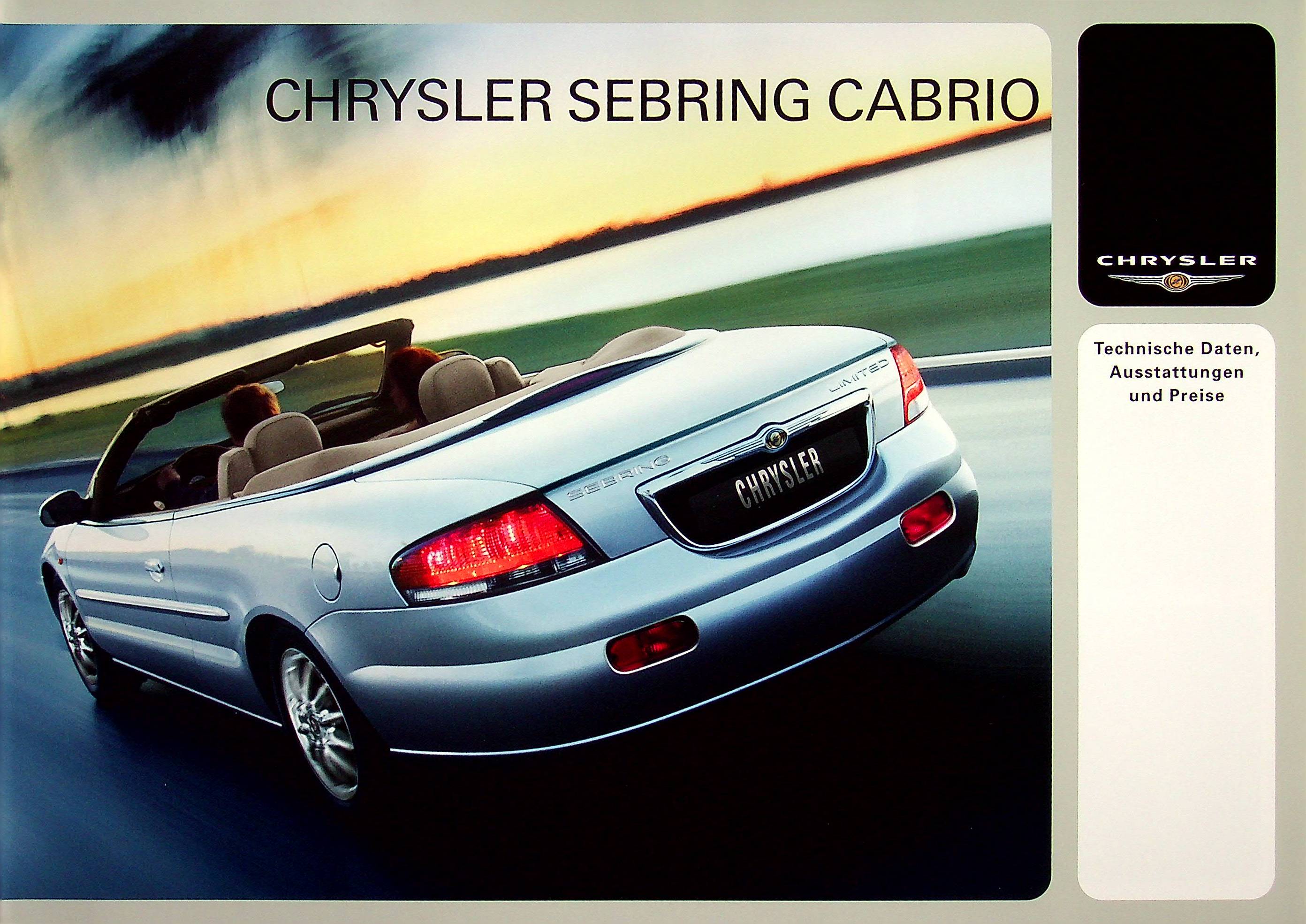 Chrysler Sebring Cabrio - Farben & Ausstattung - Prospekt 03/2003
