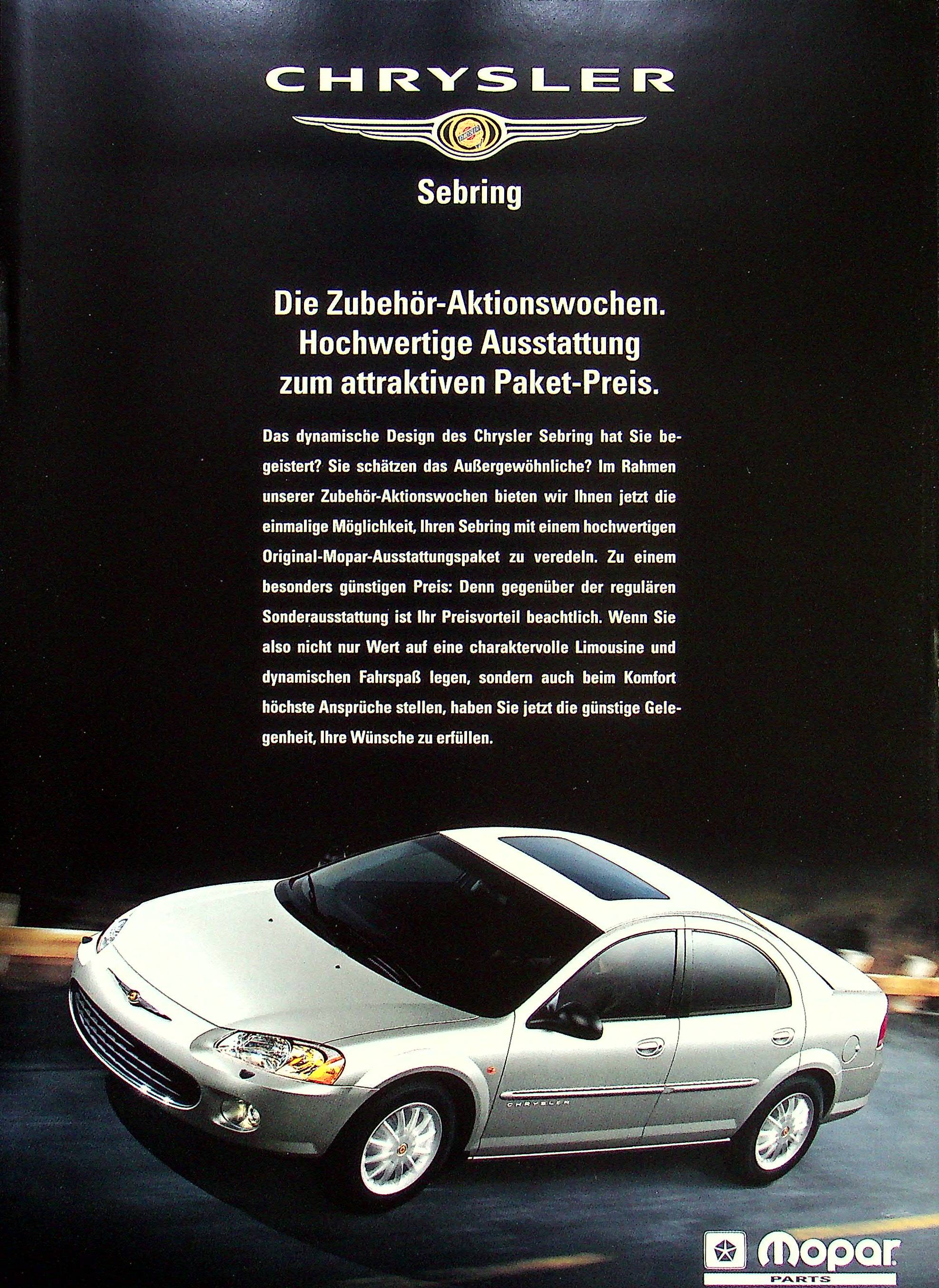 Chrysler Sebring - Comfort-Paket - Prospekt 2001