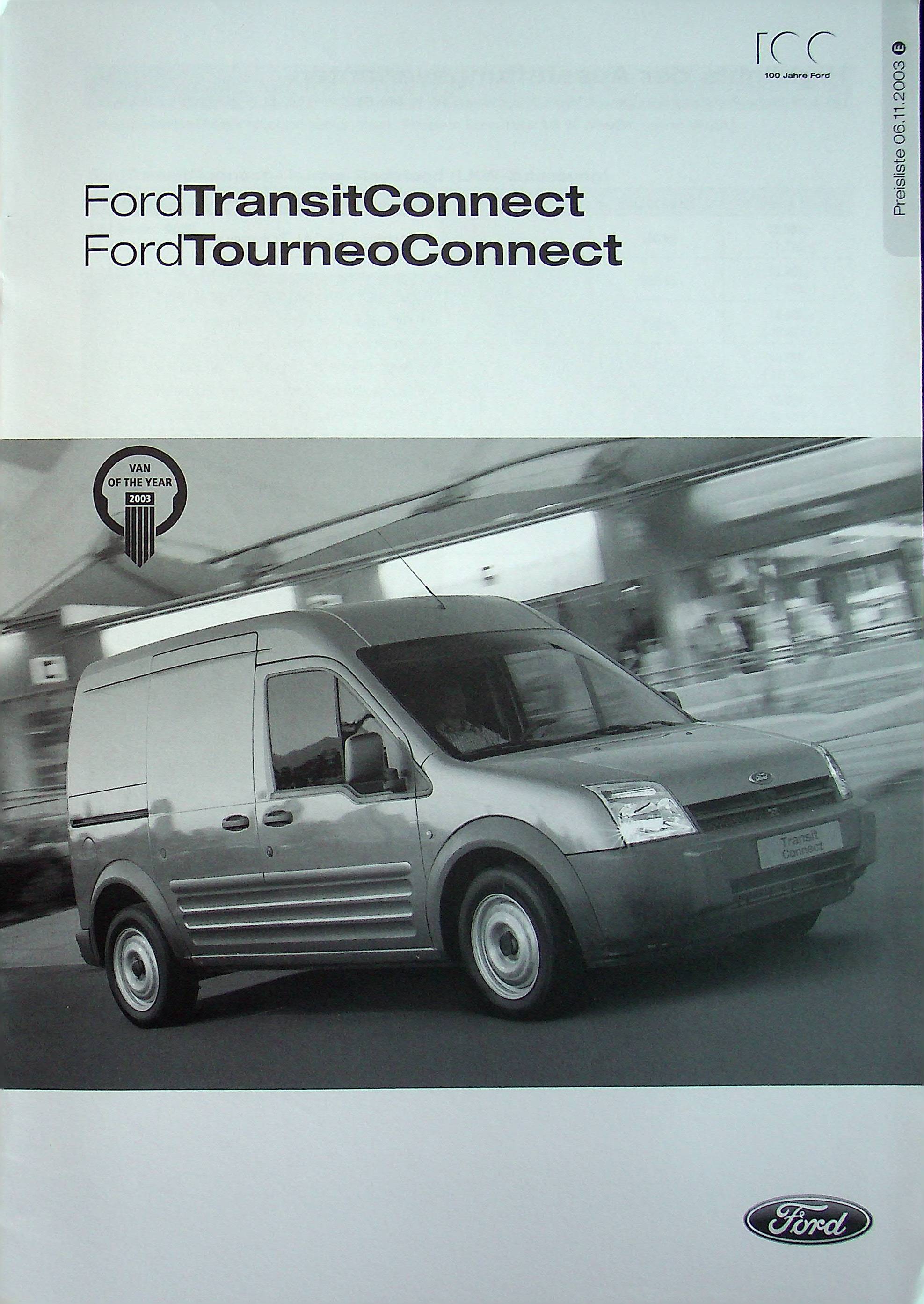 Ford Tourneo Connect - Preisliste & Extras - Prospekt 11/2003