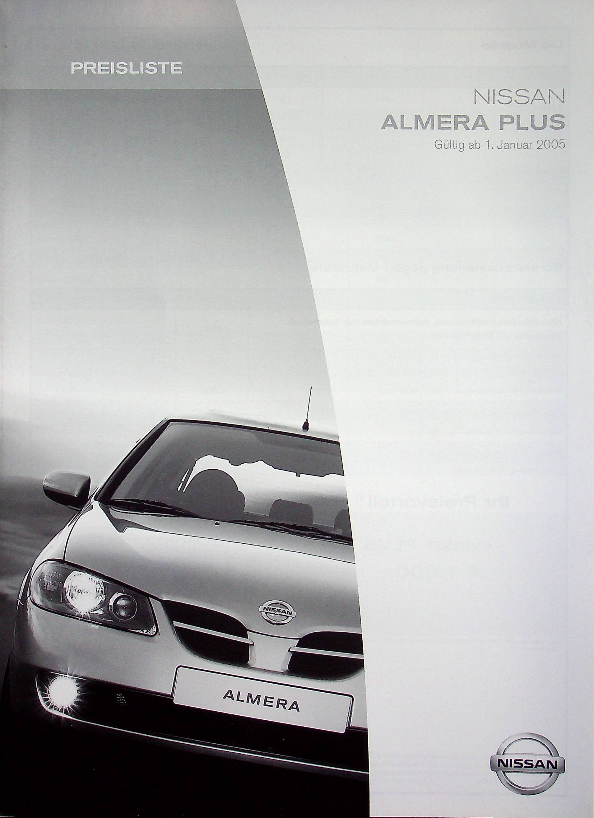 Nissan Almera - Plus - Preisliste & Extras - Prospekt 01/2005