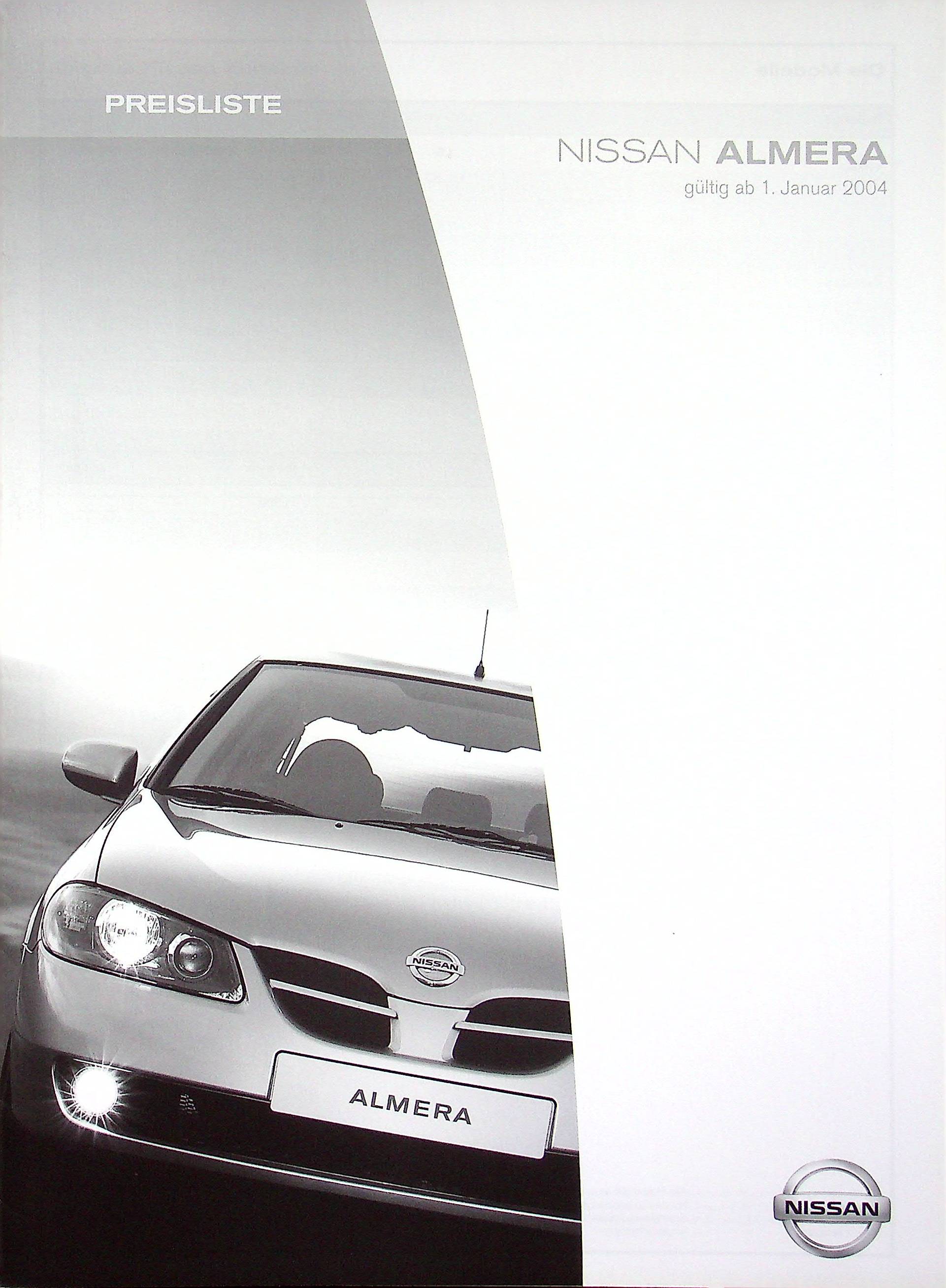Nissan Almera - Preisliste & Extras - Prospekt 01/2004