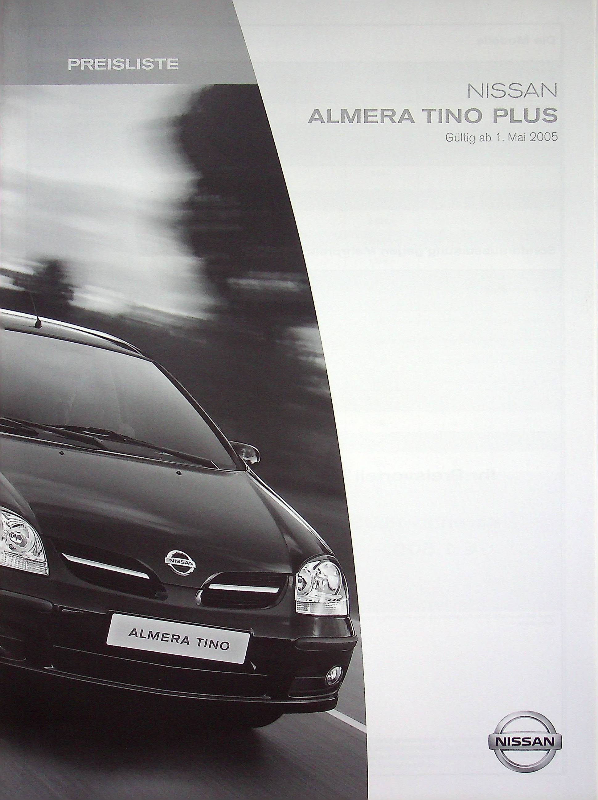 Nissan Almera Tino - Preisliste & Extras - Prospekt 05/2005