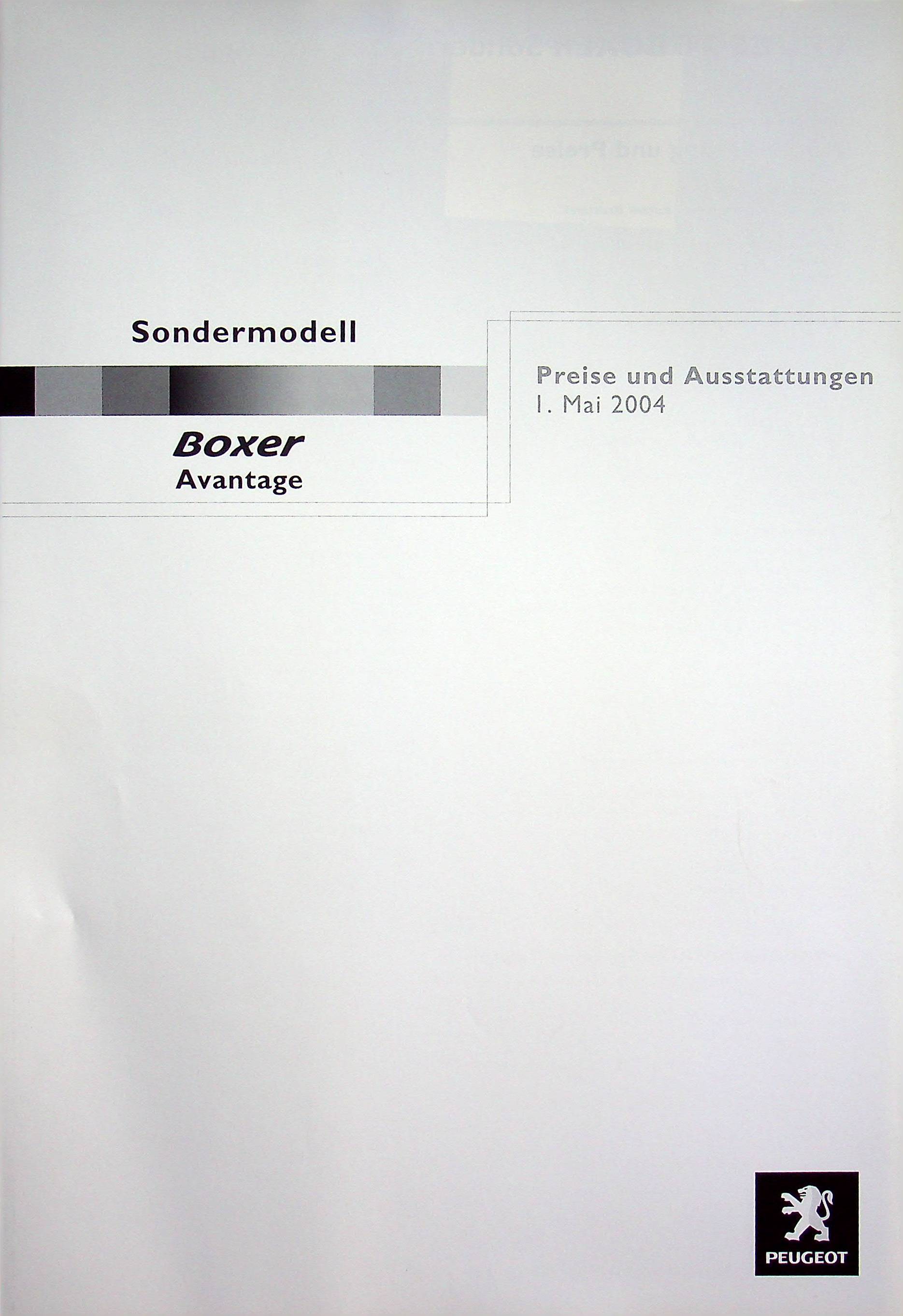 Peugeot Boxer - Avantage - Preisliste & Extras - Prospekt 05/2004