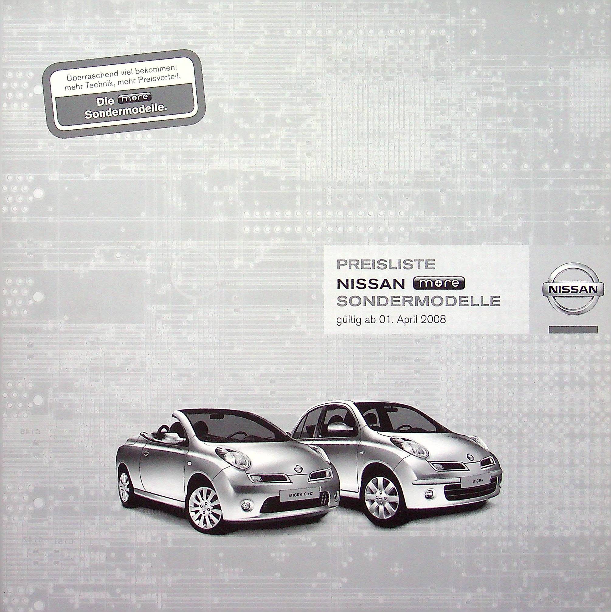 Nissan Micra + CC - More - Preisliste & Extras - Prospekt 04/2008