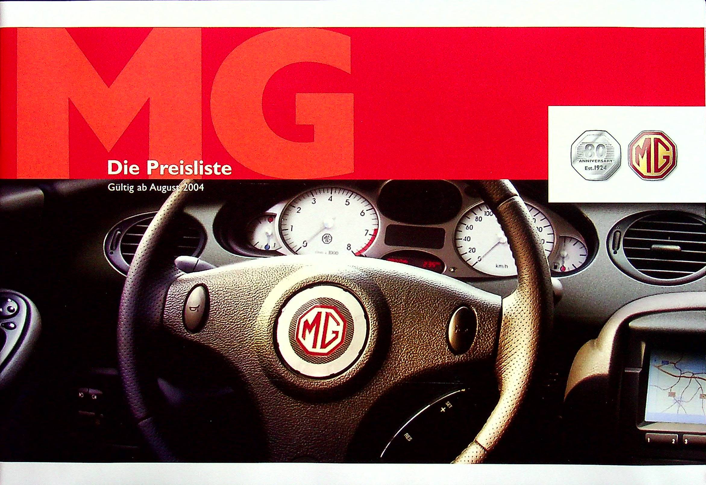 MG ZR ZS ZT ZT-T TF - Preise & Extras - Prospekt 08/2004