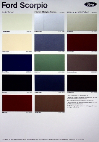 Ford Scorpio - Farben & Polster - Prospekt 08/1987