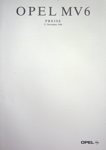 Opel Omega B MV6 - Preisliste & Extras - Prospekt 11/1994